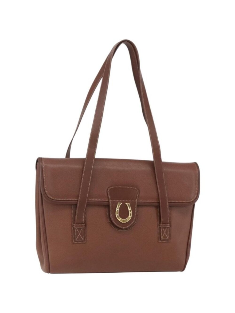 GUCCI Shoulder Bag Leather Brown Gold 001 115 1199